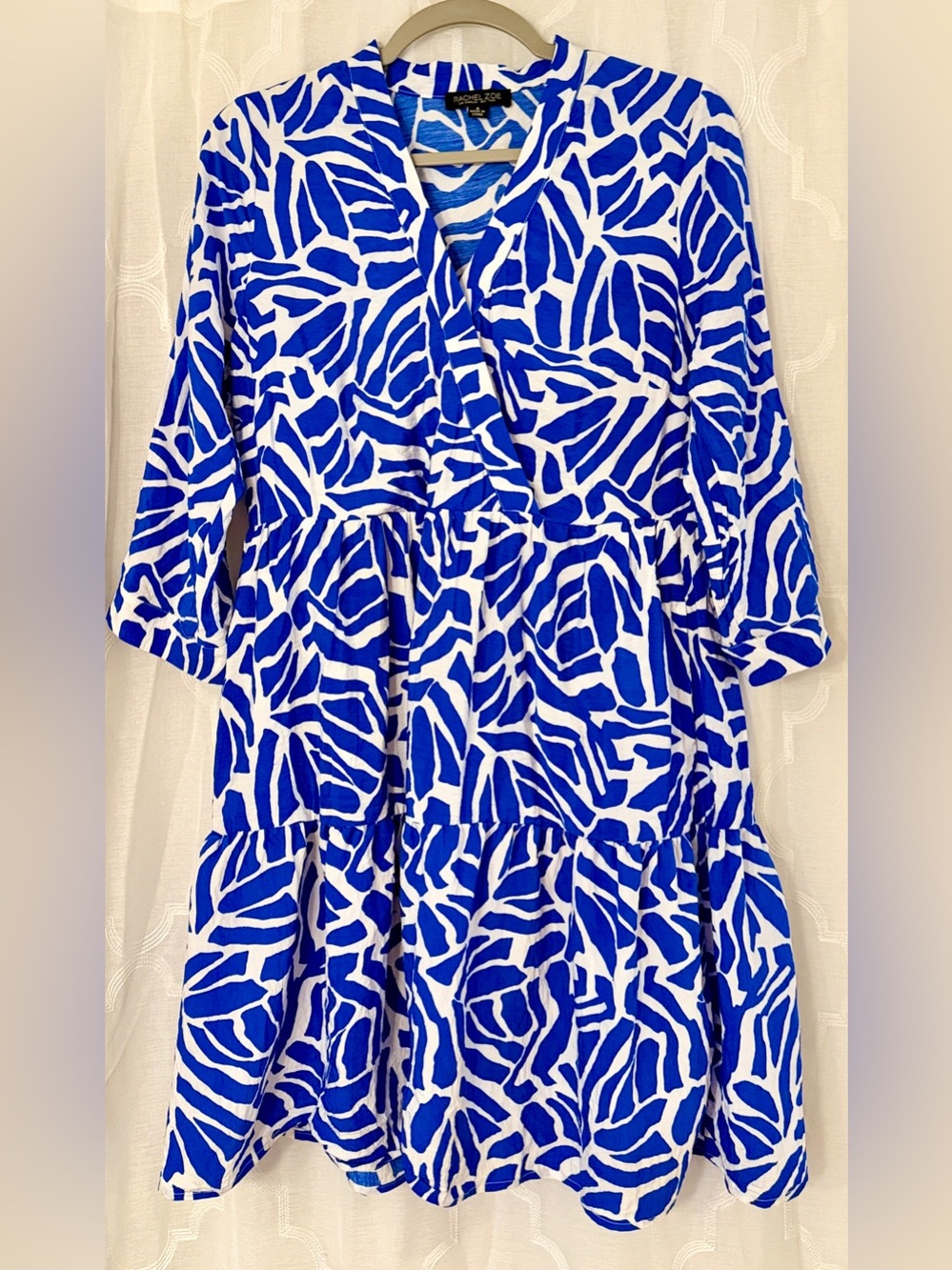 Rachel Zoe Blue & White Abstract Tiered Mini Dress | Size S 💙✨